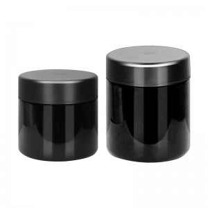 3OZ Opaque Black Straight Sided Glass Jar with Childproof Lid