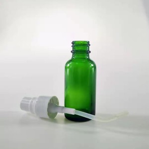 20-400 Neck Green Glass Bottle with Black Lotion Pump