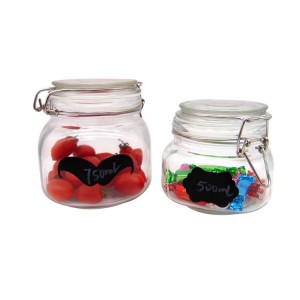 16OZ 500ml Clear Glass Clip Jar for Food Stoarge