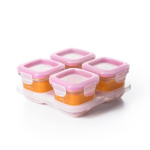 4oz Square Glass Baby Blocks Food Storage Containers