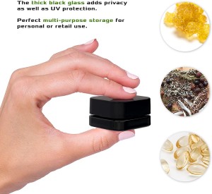 Square Clear Cube Glass Concentrate Jar with Black and White CR Lid