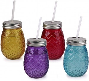 500ml Pineapple Pint Drinking Glass Mason Jar with Handle