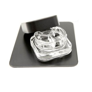 7g Dab Cube Split Glass Conentrate Jar with Black Children Resistant Lid