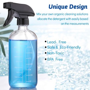 8OZ 16OZ Clear Glass Boston Bottle with Trigger Sprayer