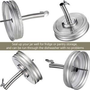 Popular Design for Glass Cosmetic Bottle – Regular Stainless Steel Mason Jar Pour Spout Oil Dispenser Lid  – Menbank