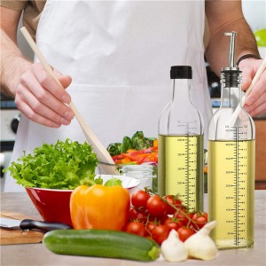 500ml Square Clear Glass Olive Oil Sauce Bottle with Spouting