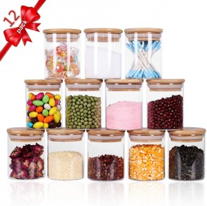 Small 6OZ Glass Spice Jar with Bamboo Lid