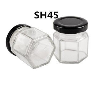 1.5OZ Hexagon Mini Glass Spice Jar with Lug Lid