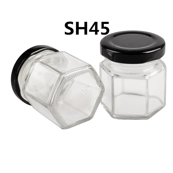 1.5OZ Hexagon Mini Glass Spice Jar with Lug Lid Featured Image