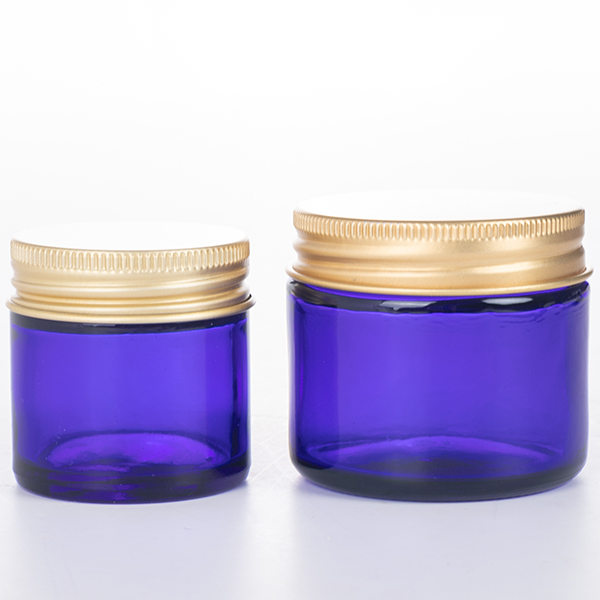 60ml 2OZ Cobalt Blue Glass Jar with Gold Metal Lid Featured Image