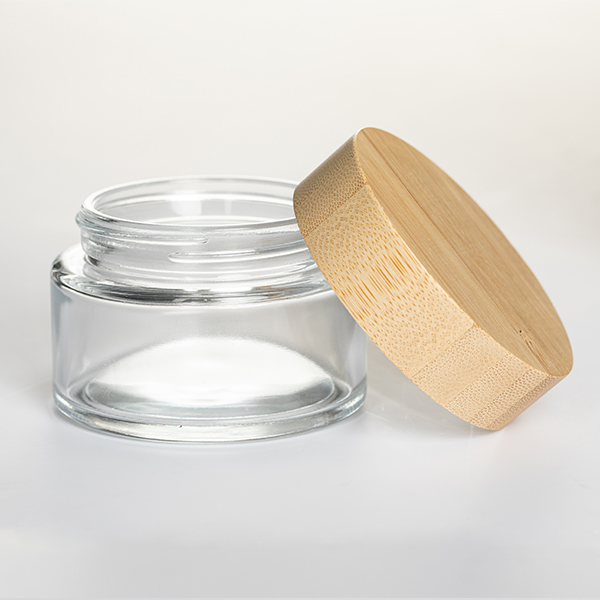 60ml Clear Glass Cream Cosmetic Jar with Bamboo Lid Featured Image