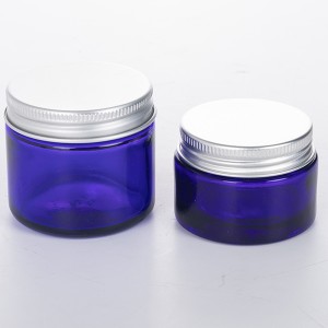 OEM/ODM China Glass Jar  – MBK 60ml 2OZ Cobalt Blue Glass Jar with Silver Lid – Menbank