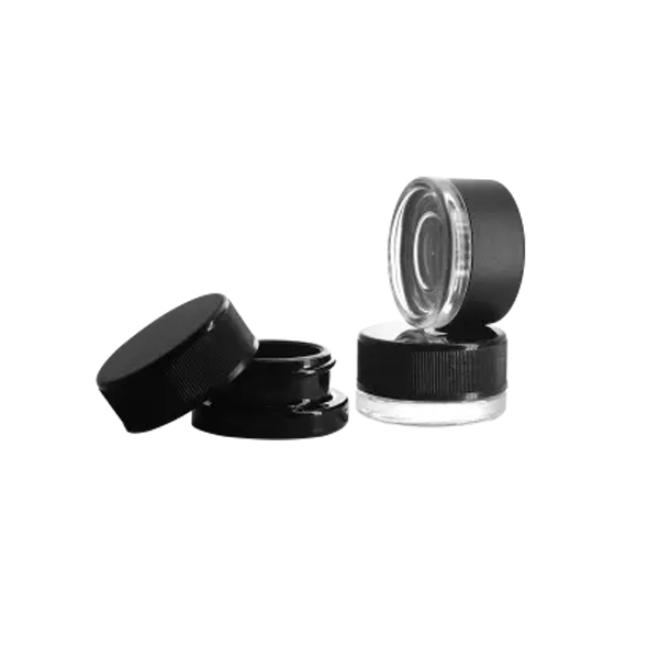 7ml Round Bottom Black Glass Jar with Child Resistant Lid (3)
