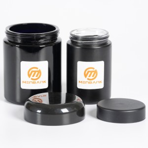 3OZ Ulta Black Glass Stash jar with CR Lid