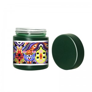 3.5g Labelled Premium Dark Green Gummy Glass Jar with Black Childproof Lid