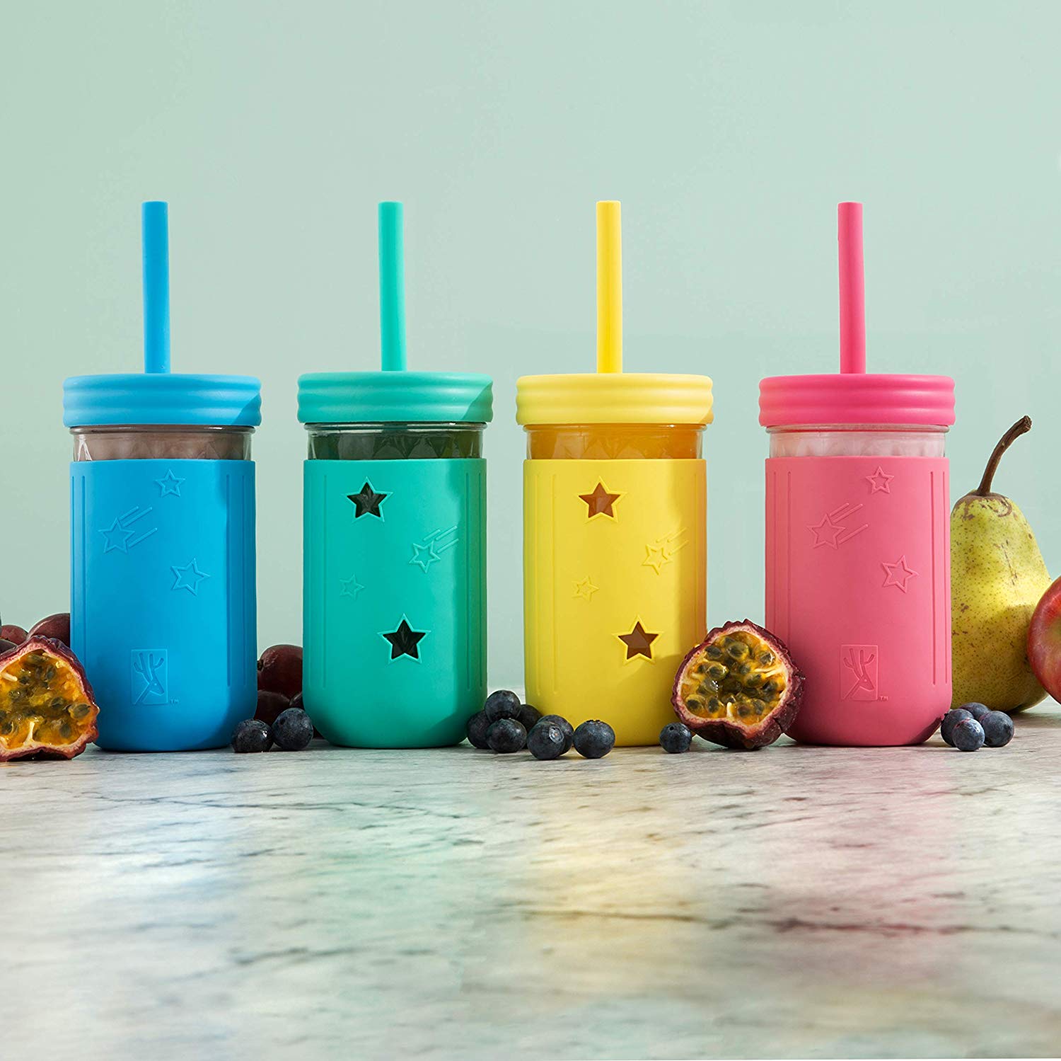 8OZ 12OZ Glass Baby Food Mason Jar with Silicone Sleeves Featured Image