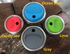 Silicone Round Sip Straw Coffee Juice Drinking Lid Kit with Stainless Steel Rings for Mason Jar