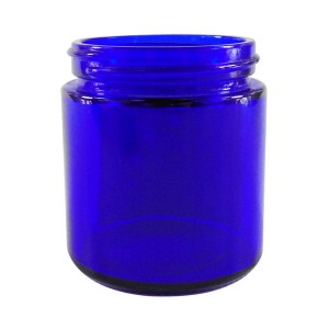 MBK 4OZ 120ml Balm Blue Glass Jar with Ribbed White Lid – Menbank