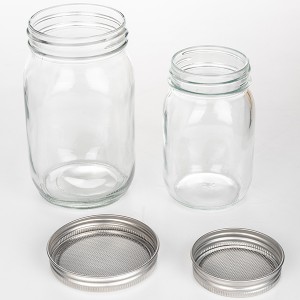 Wide Mouth Plain 32OZ Glass Mason Jar with Stainless Steel Lid