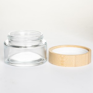 100ml Clear Glass Cream Cosmetic Container Jar with Bamboo Lid