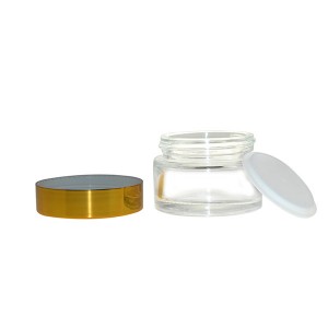 MBK Packaging 30g Clear Glass Cream Jar container with Gold Lid – Menbank