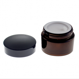 New Arrival China Mason Jar Plants – MBK Packaging Amber 30ml Wide Mouth Glass Balm Herb Jar with Black lid – Menbank