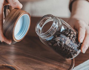 8oz Glass Jar for Coffee with Wooden Lid | Wholesale Glass Storage Jar