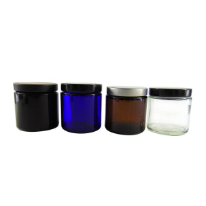 MBK 4oz Clear Straight Sided Glass Jar with Black Lid – Menbank