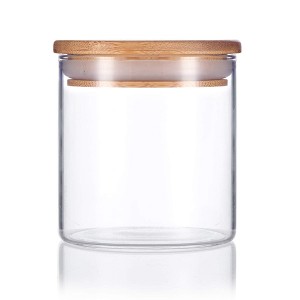 10OZ Premium Glass Stash Jar with POP Top Bamboo Lid