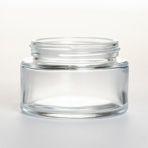 60ml Clear Glass Cream Cosmetic Jar with Bamboo Lid