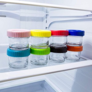 4OZ Baby Food Glass Mason Jar With Colored Plastic Lids
