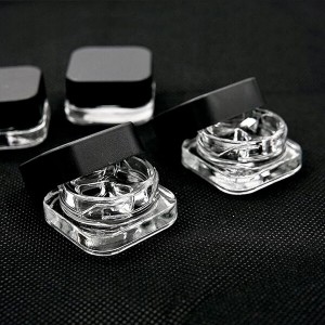 7g Dab Cube Split Glass Conentrate Jar with Black Children Resistant Lid