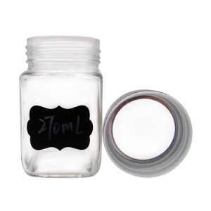250ml Transparent Square Canister Glass Jar with Stainless Steel Lid for Storage