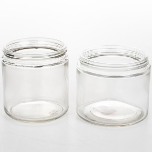 10oz 12oz Wide Mouth Glass Balm Jar with White Metal Lid