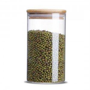 Transparent Cylinder Glass Storage Jar with Wooden Lid – Menbank