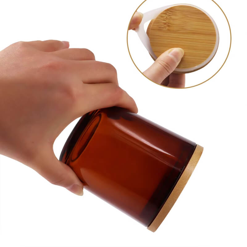Amber Round Bottom Glass Candle Jar  (1)
