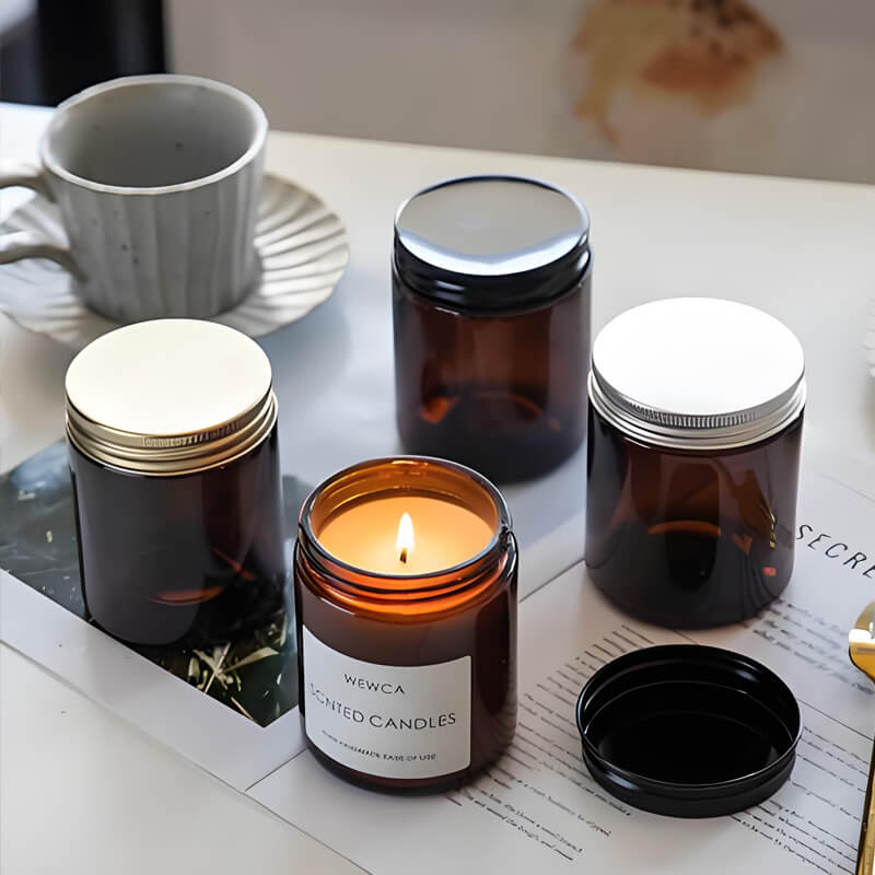 Amber Straight Sided Glass Jar for candle