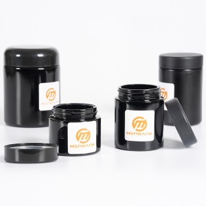 3OZ Ulta Black Glass Stash jar with CR Lid