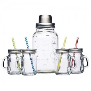 24OZ Glass Mason Jar with Cocktail Shaker Lid