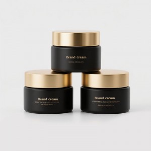 Menbank 30g 50g Black Glass Cream Jar with Gold Lid | Luxury Cosmetic Packaging for Skincare Brands