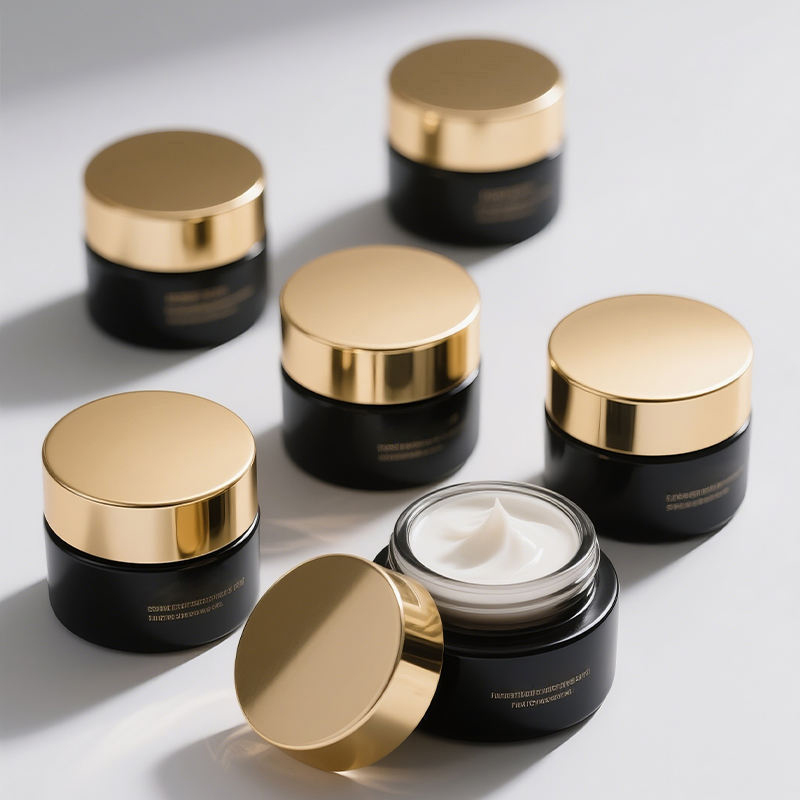 Black Glass Cream Jar with Gold Lid (3)