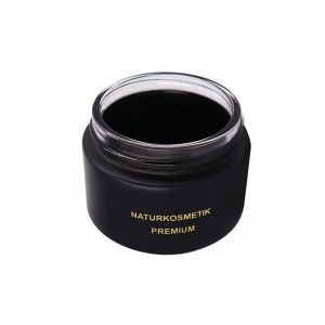 Menbank 30g 50g Black Glass Cream Jar with Gold Lid | Luxury Cosmetic Packaging for Skincare Brands