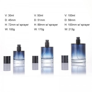 30ml 50ml 100ml Blue Gradient Round Glass Perfume Bottles | Luxury Custom Fragrance Packaging Supplier