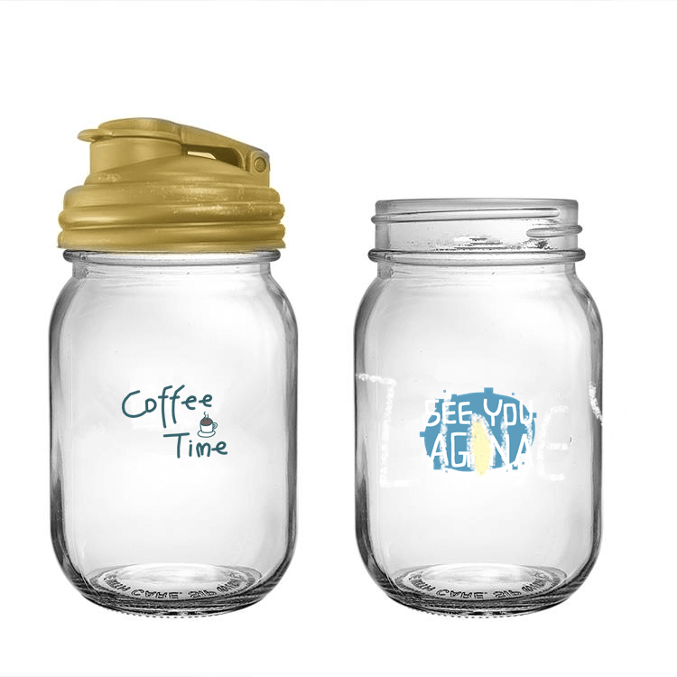 16OZ Canning Glass Mason Jar with Flip Top Plastic Lid Featured Image