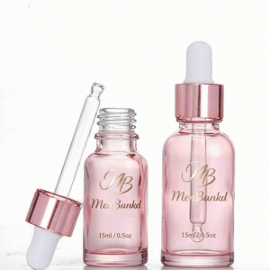 15ml Pink Glass Round Bottles with White Glass Dropper
