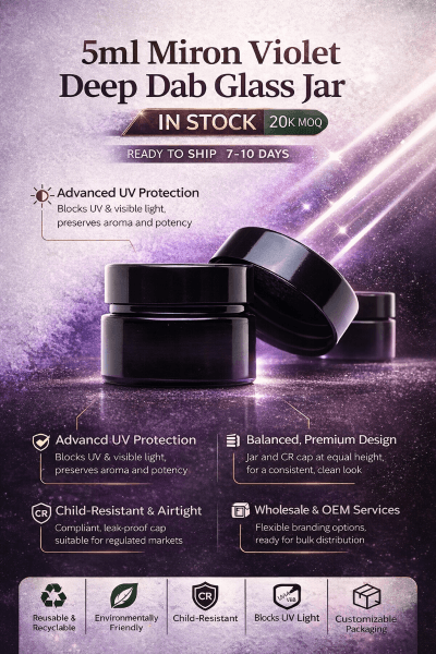 5ml Miron Violet Deep Dab Glass Jar in Stock | UV Protection