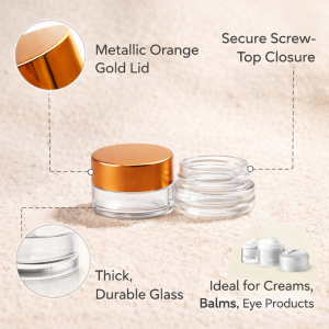 5g Clear Empty Cosmetic Glass Cream Jar with Gold Lid