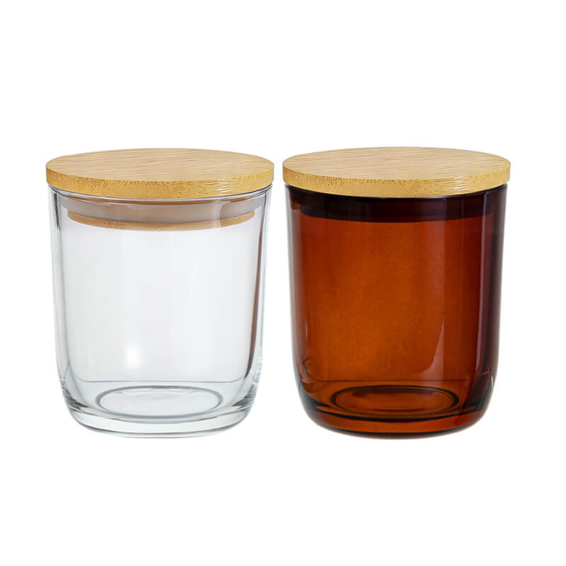 Clear Amber Round Bottom Glass Candle Jar (1)