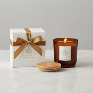 8oz Clear Amber Round Bottom Glass Candle Jar | Elegant Candle Container | OEM/ODM Custom Logo Packaging