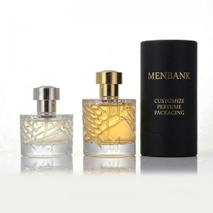 50ml 100ml Clear Embossed Glass Perfume Bottle with Gold/Silver Metal Cap | Luxury Fragrance Packaging